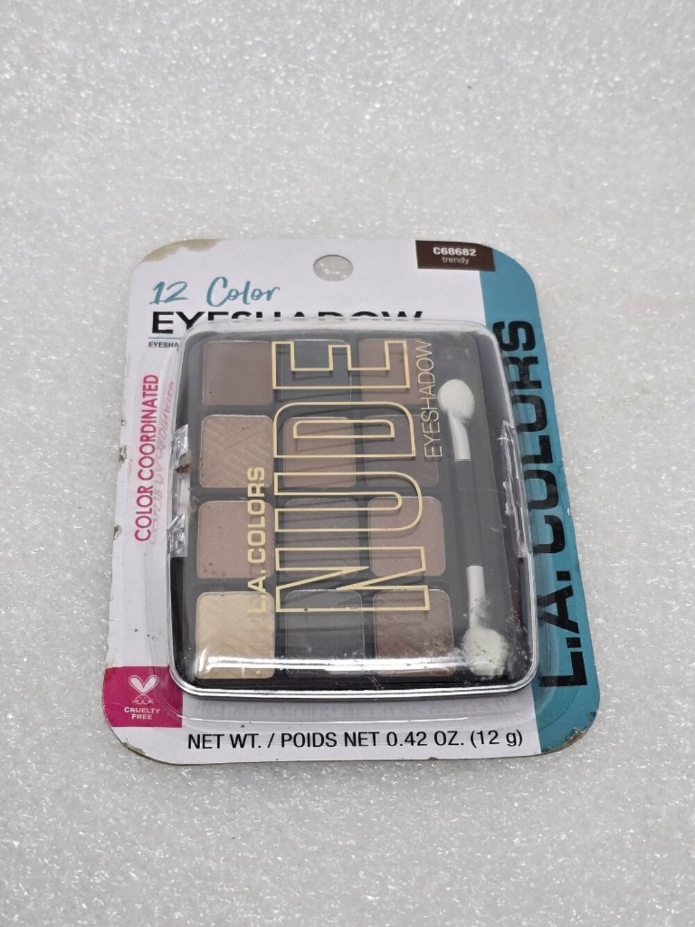 L.A. Colors 12-Color Eyeshadow Nude Palette Trendy C68682